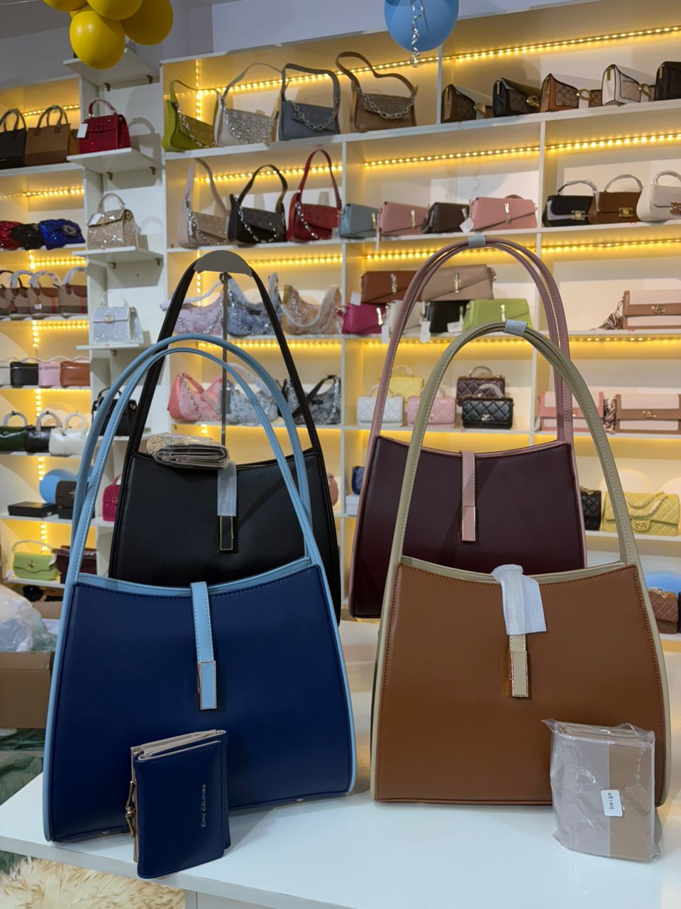 Luxe Colorblock Tote Bag Set (3-in-1)