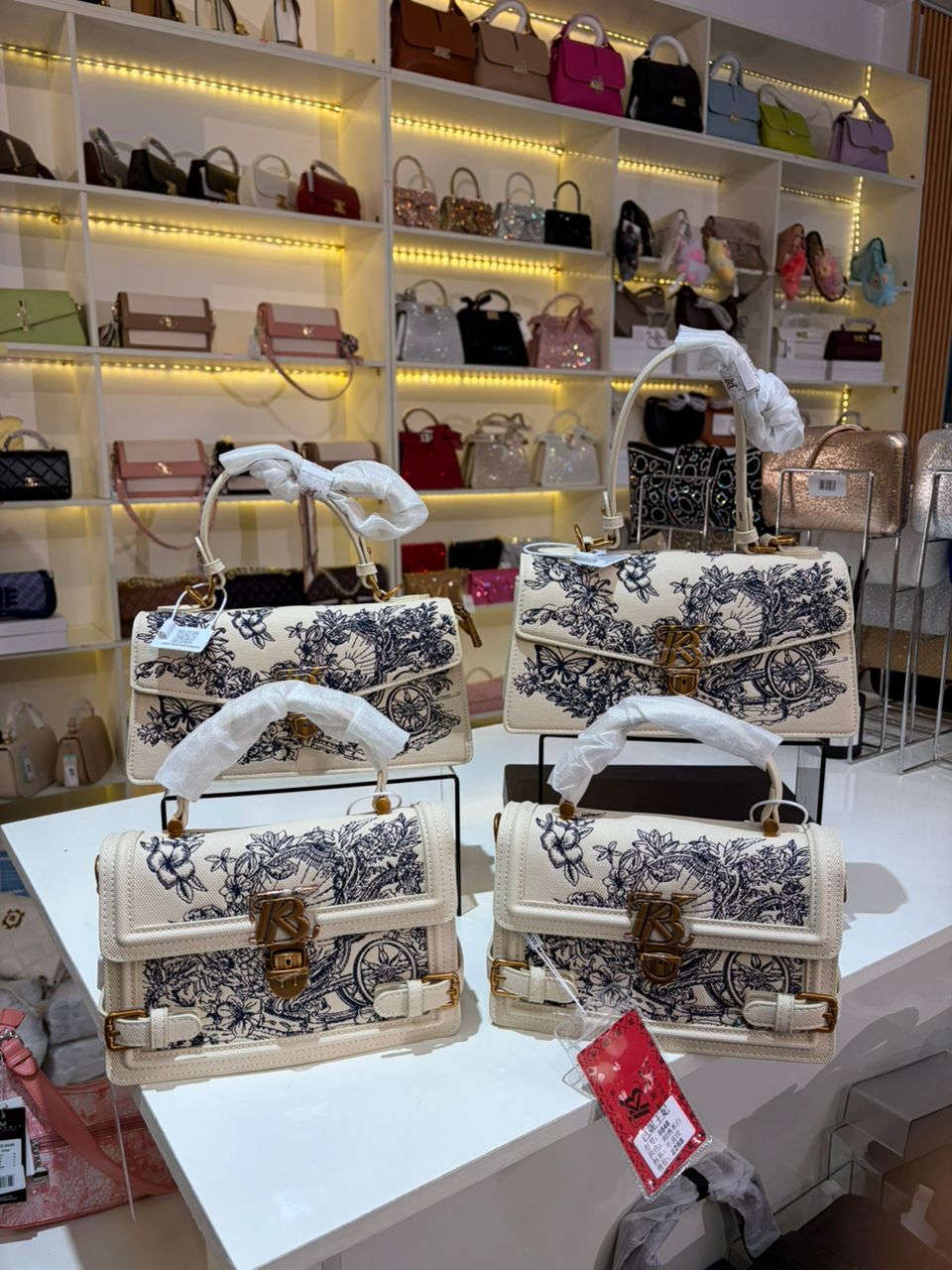 Designer Toile Print Canvas Handbag Collection