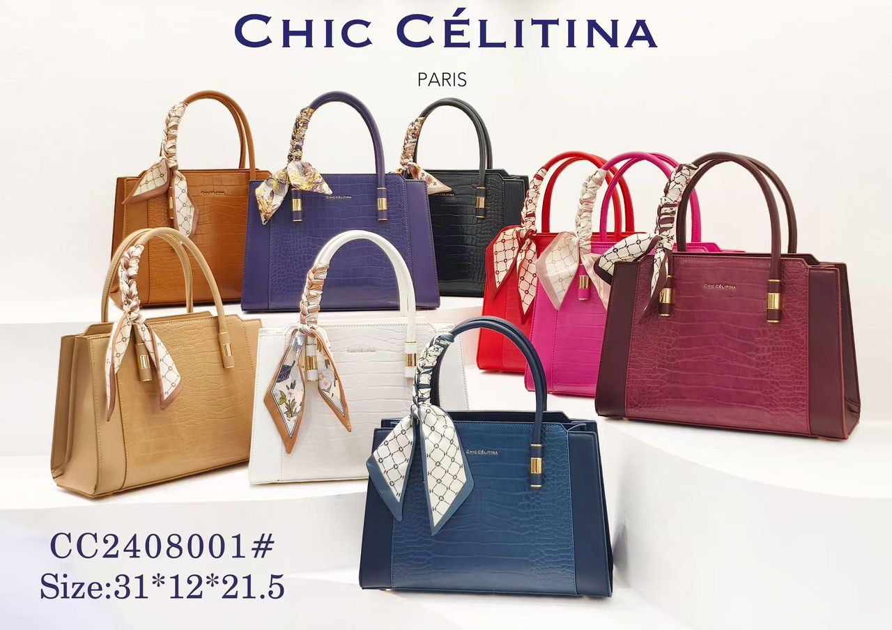 Chic Célitina Paris - Luxury Croc-Embossed Tote with Scarf