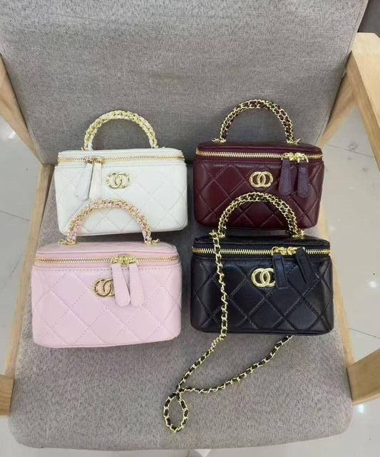 Quilted Vanity Case with Chain Handle