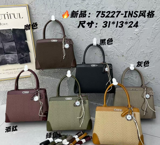 Herringbone Pattern Structured Tote